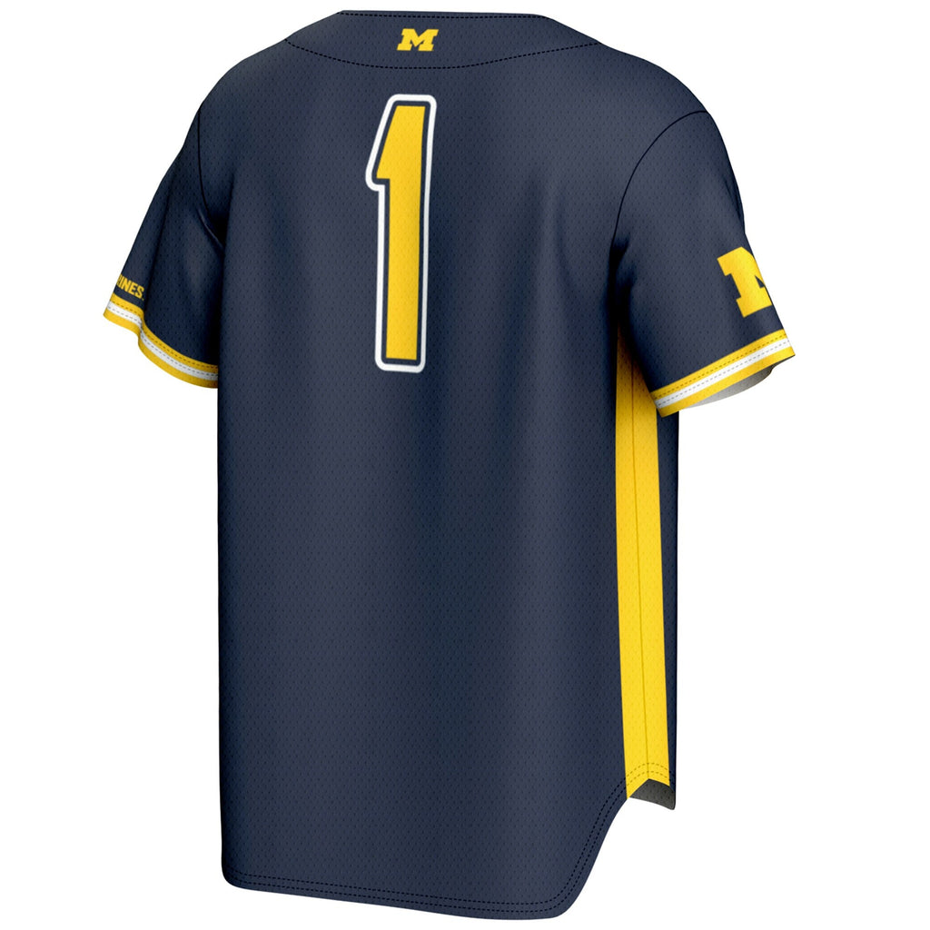 #1 Michigan Wolverines Lightweight Baseball Fashion Jersey - Navy product image 4, provided for visual reference and product