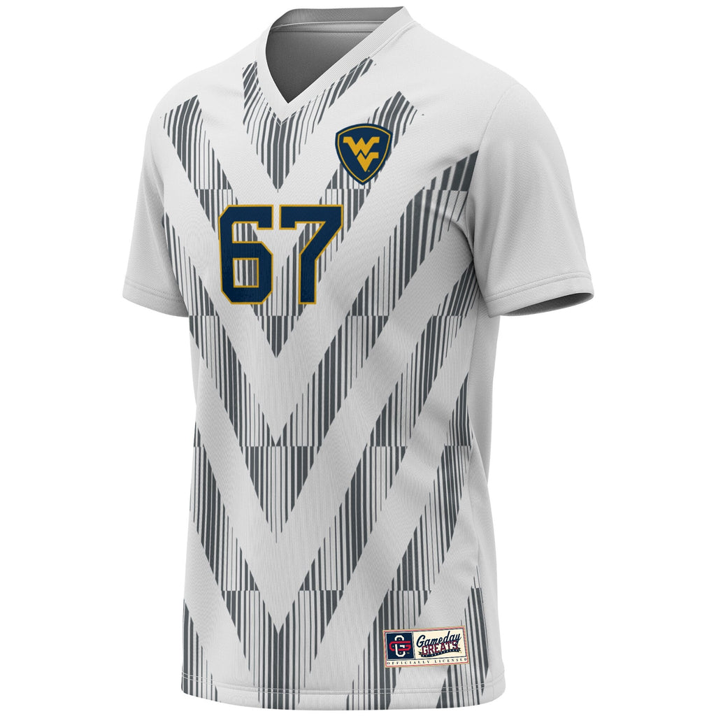 #1 West Virginia Mountaineers Lightweight Soccer Fashion Jersey - White product image 3, provided for visual reference and