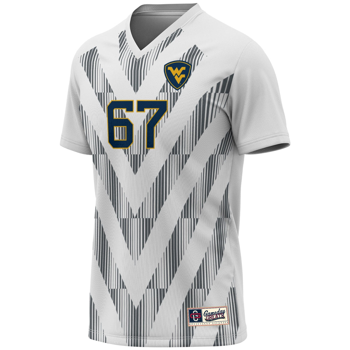 #1 West Virginia Mountaineers Lightweight Soccer Fashion Jersey - White product image 3, provided for visual reference and