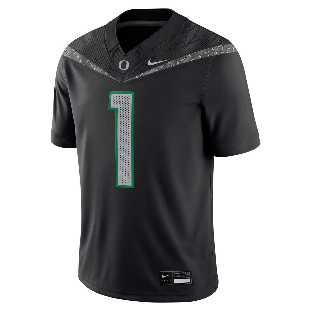 #1 Black Oregon Ducks Game Jersey product image 3, provided for visual reference and product detail review