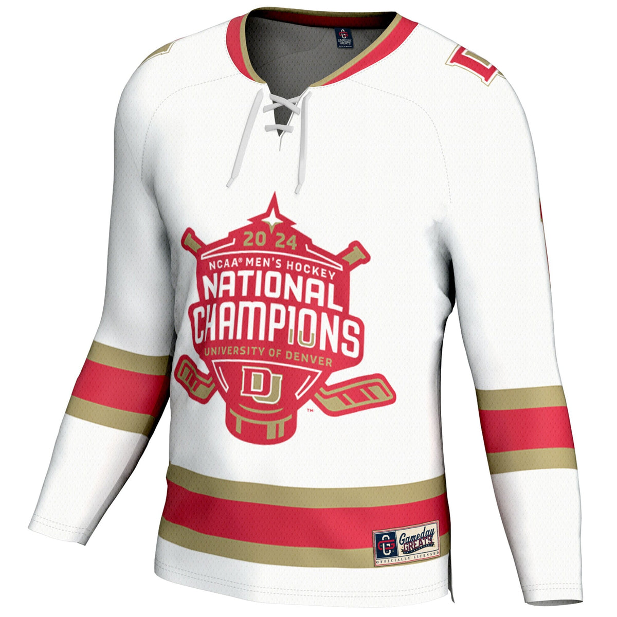 Denver Pioneers 2024 NCAA Ice Hockey National Champions Fashion Jersey - White product image 3, provided for visual
