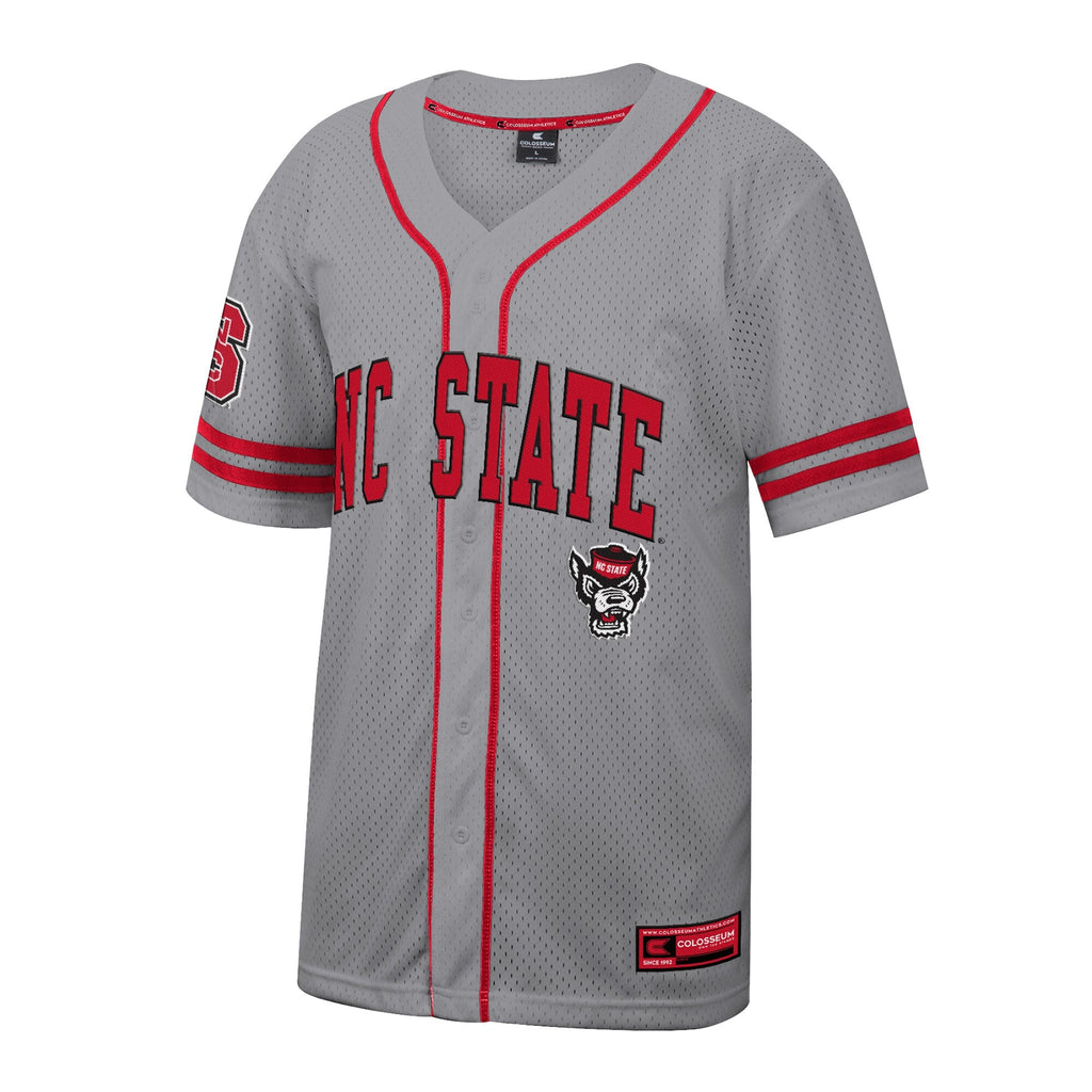 NC State Wolfpack Free Spirited Baseball Jersey - Gray product image 3, provided for visual reference and product detail
