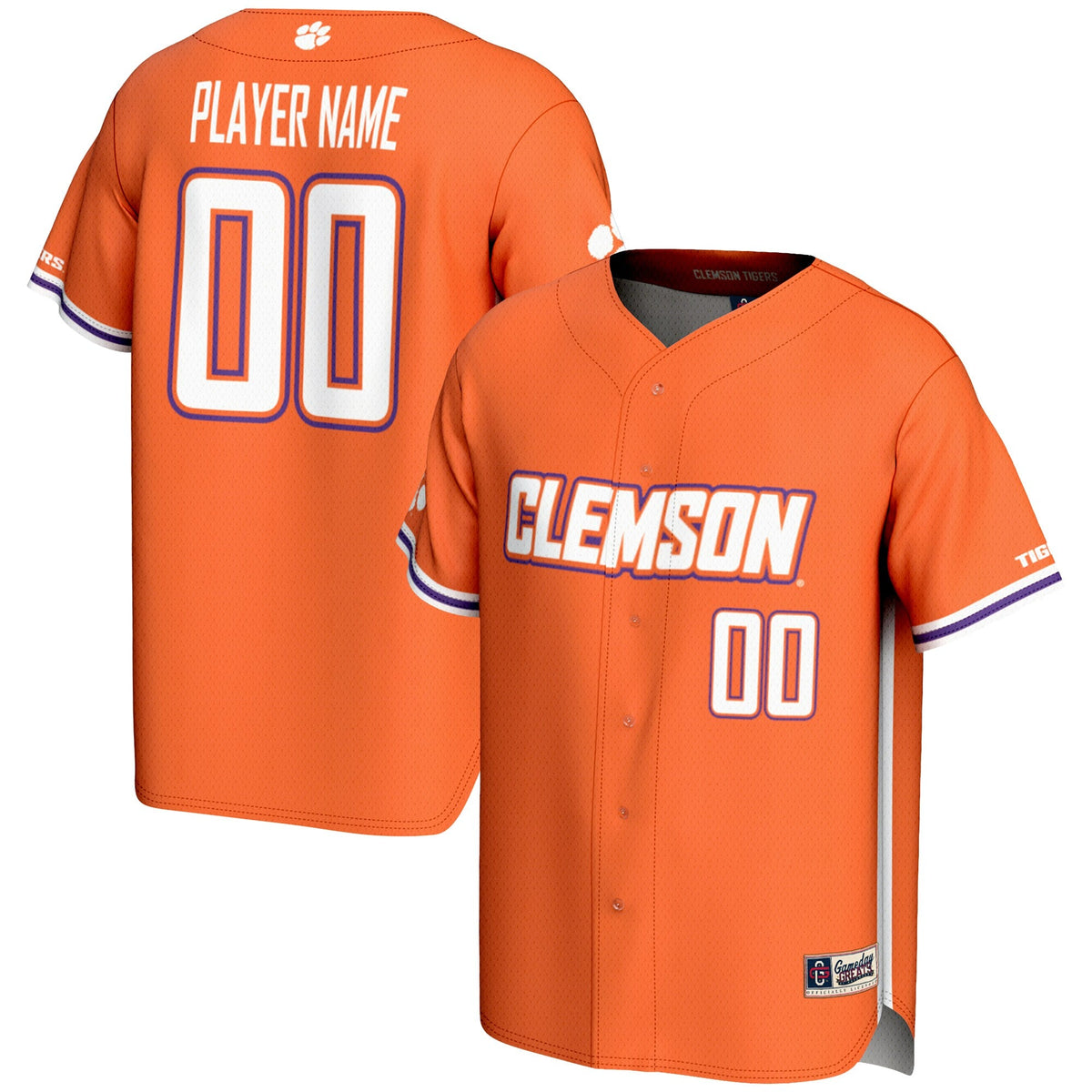 Clemson Tigers NIL Pick-A-Player Lightweight Baseball Jersey - Orange product image 1, provided for visual reference and