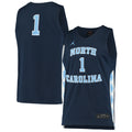 #1 North Carolina Tar Heels Replica Basketball Jersey - Navy product image 1, provided for visual reference and product