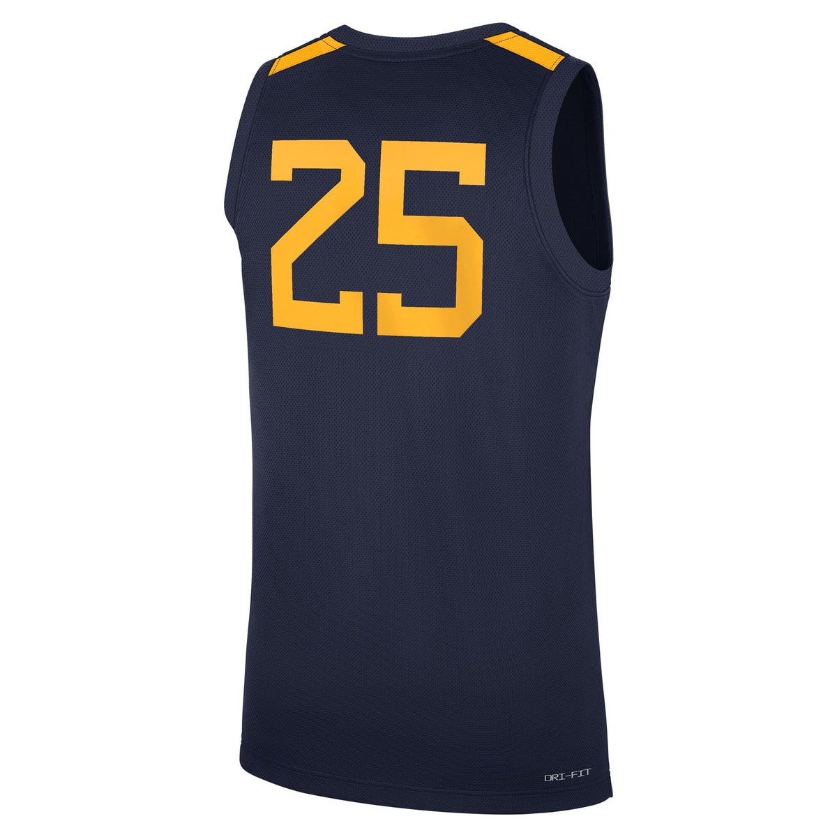 #25 Navy West Virginia Mountaineers Road Replica Basketball Jersey product image 4, provided for visual reference and