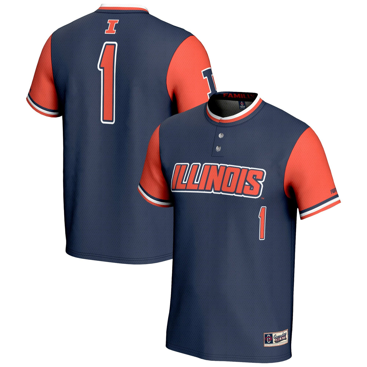 #1 Illinois Fighting Illini Lightweight Softball Jersey - Navy product image 1, provided for visual reference and product