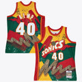 Seattle Supersonics Shawn Kemp 1995 Hyper Hoops Swingman Jersey - Green product image 1, provided for visual reference and