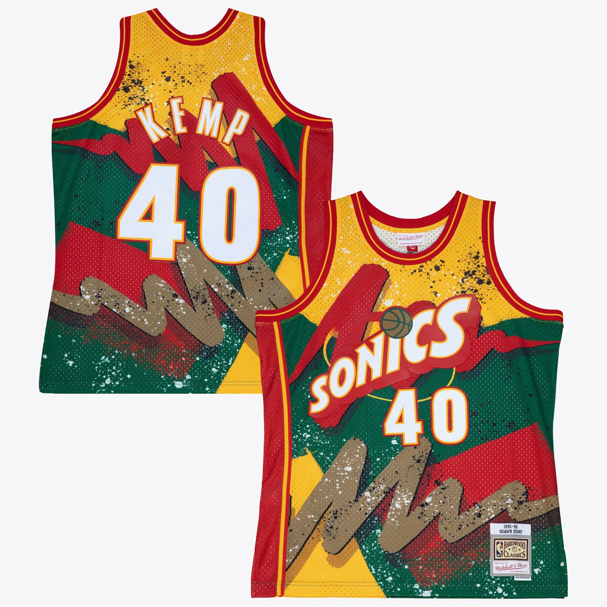 Seattle Supersonics Shawn Kemp 1995 Hyper Hoops Swingman Jersey - Green product image 1, provided for visual reference and