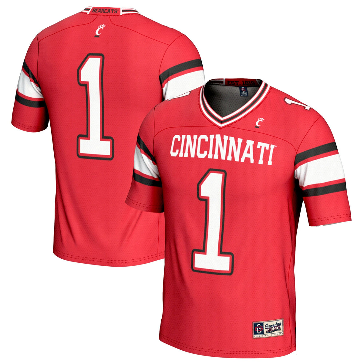 #1 Cincinnati Bearcats Lightweight Football Fashion Jersey - Red product image 1, provided for visual reference and product