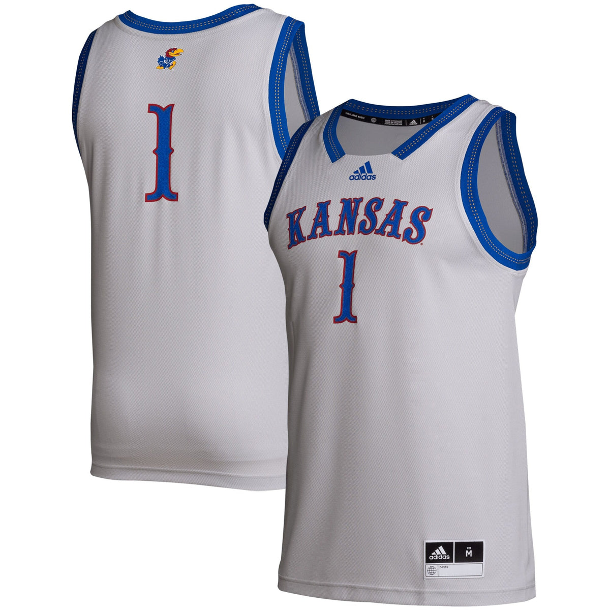 # Gray Kansas Jayhawks Swingman Jersey product image 1, provided for visual reference and product detail review