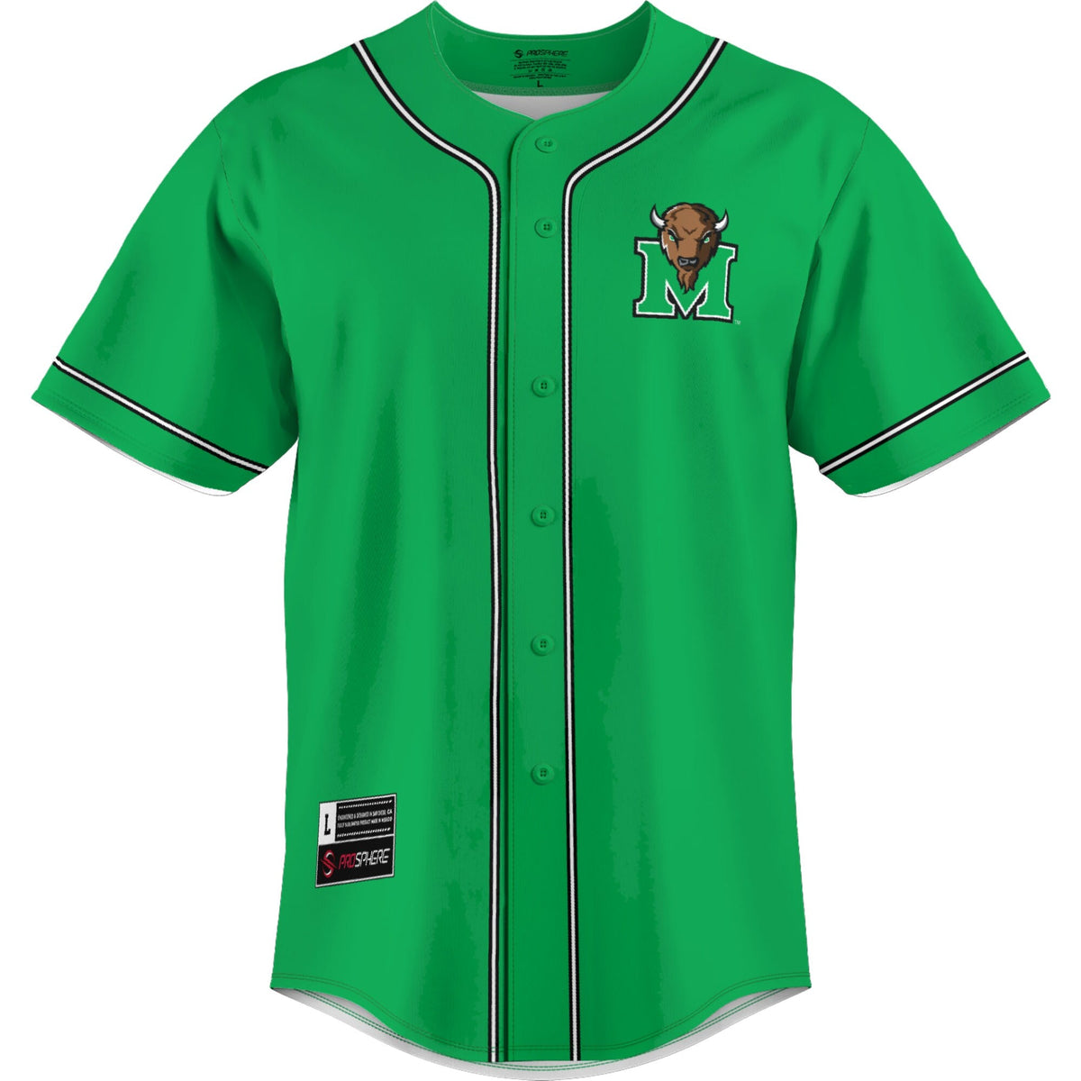 Marshall Thundering Herd Lightweight Baseball Jersey - Green product image 3, provided for visual reference and product
