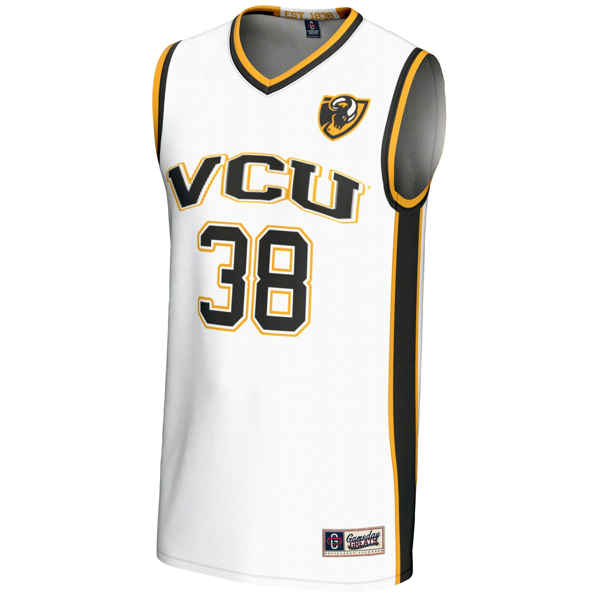 #38 VCU Rams Lightweight Basketball Jersey - White product image 3, provided for visual reference and product detail review