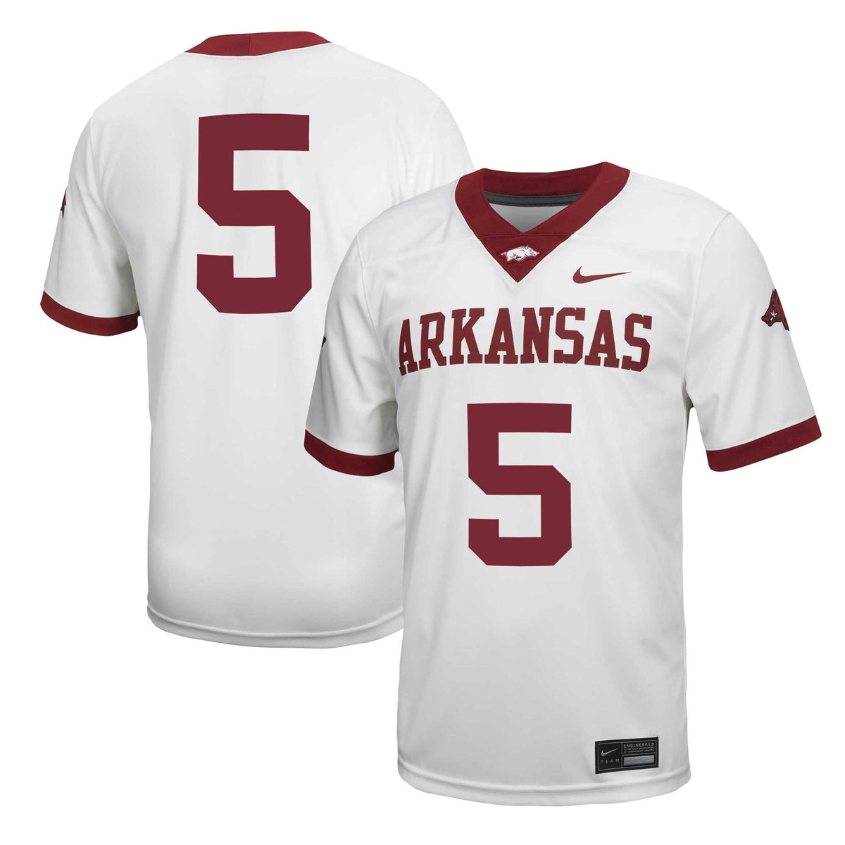 #5 Arkansas Razorbacks Untouchable Football Jersey – White product image 2, provided for visual reference and product detail