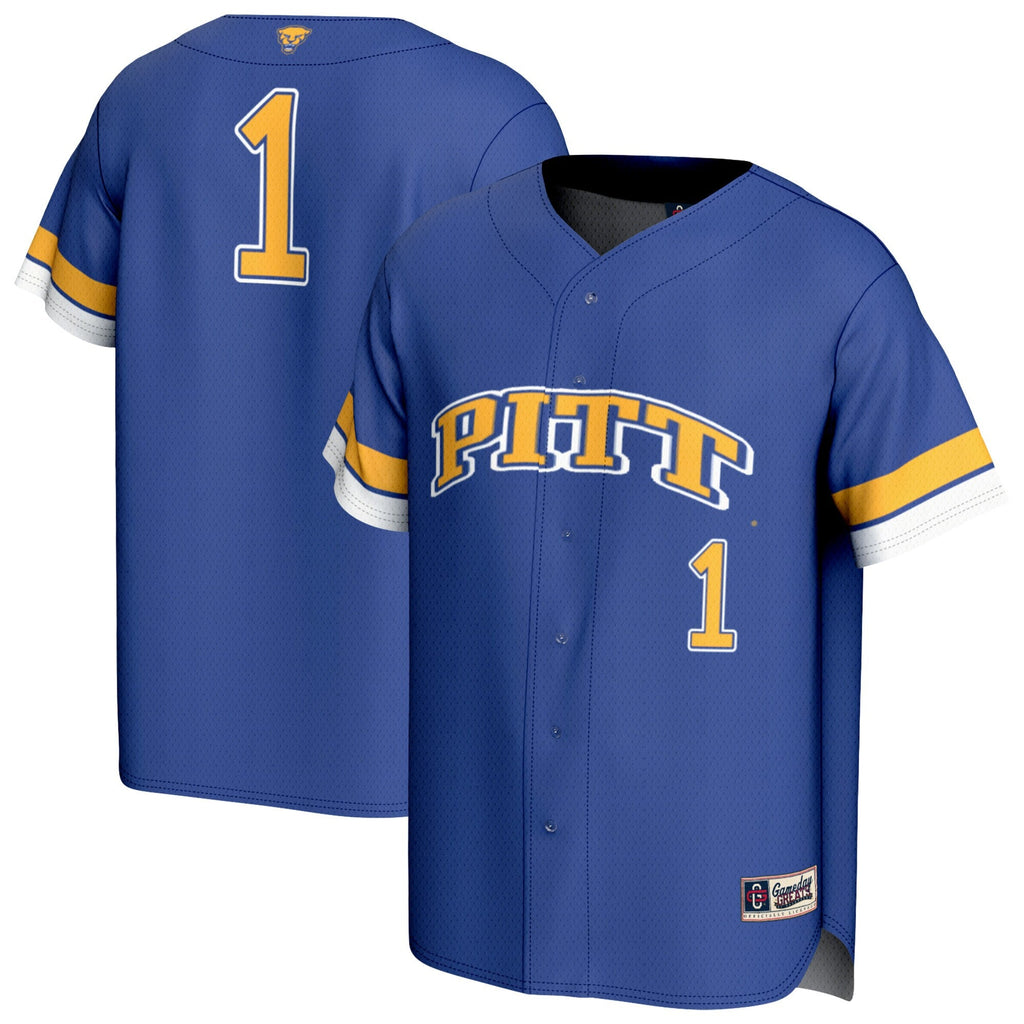 #1 Pitt Panthers Lightweight Collegiate Baseball Fashion Jersey - Royal product image 1, provided for visual reference and