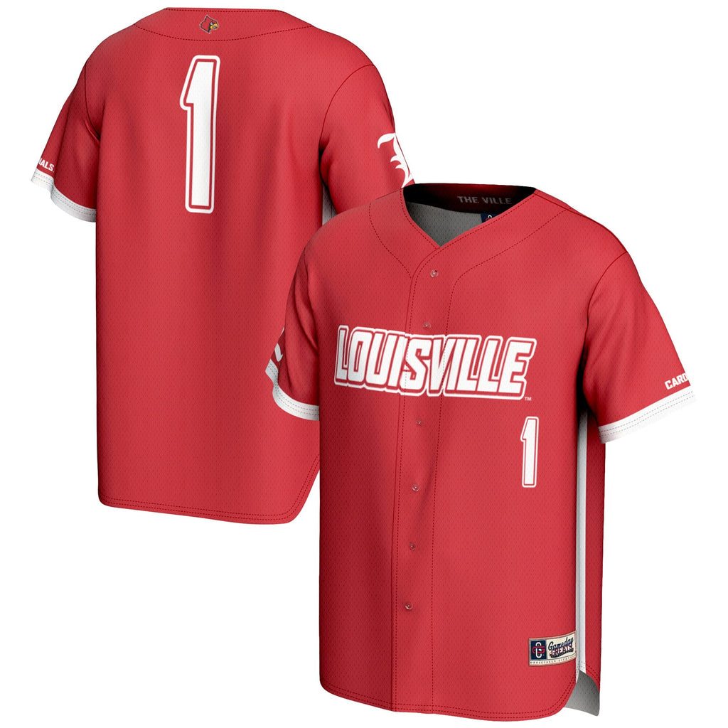 #1 Louisville Cardinals Lightweight Baseball Fashion Jersey - Red product image 1, provided for visual reference and product