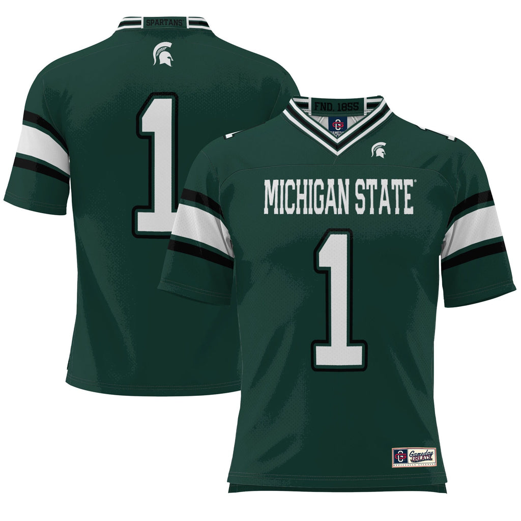 #1 Michigan State Spartans Endzone Football Jersey - Green product image 2, provided for visual reference and product detail