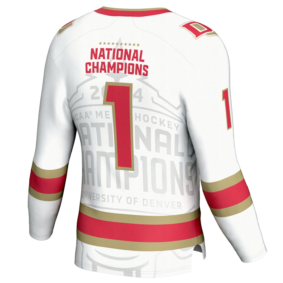 Denver Pioneers 2024 NCAA Ice Hockey National Champions Fashion Jersey - White product image 4, provided for visual