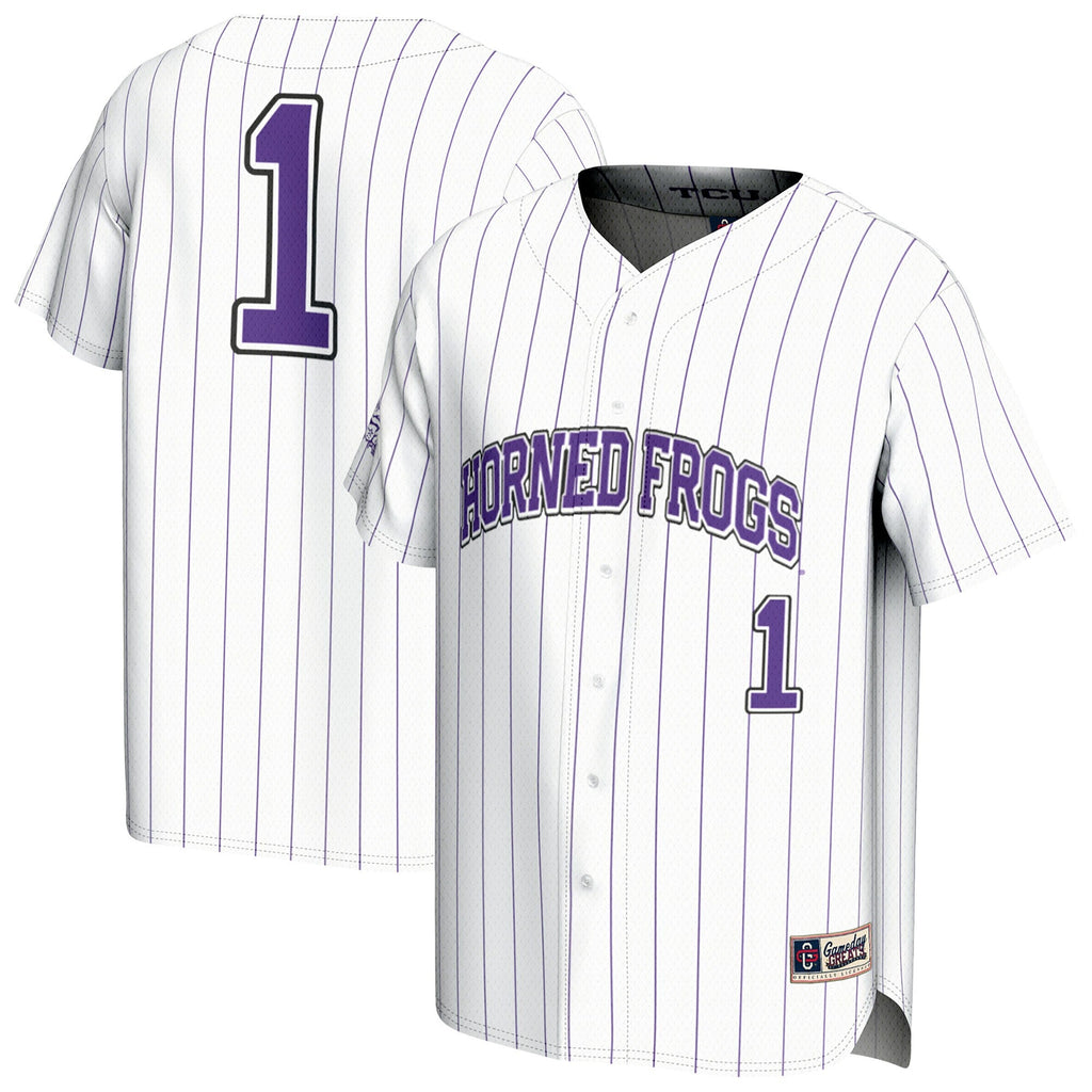 TCU Horned Frogs Lightweight Collegiate Baseball Fashion Jersey - White product image 1, provided for visual reference and