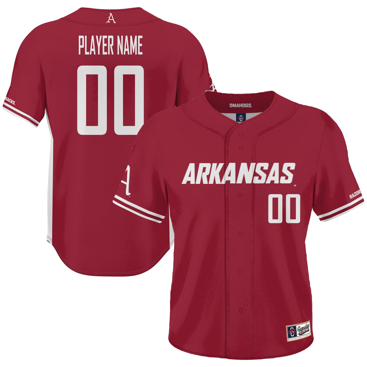 Arkansas Razorbacks NIL Pick-A-Player Lightweight Baseball Jersey - Cardinal product image 1, provided for visual reference
