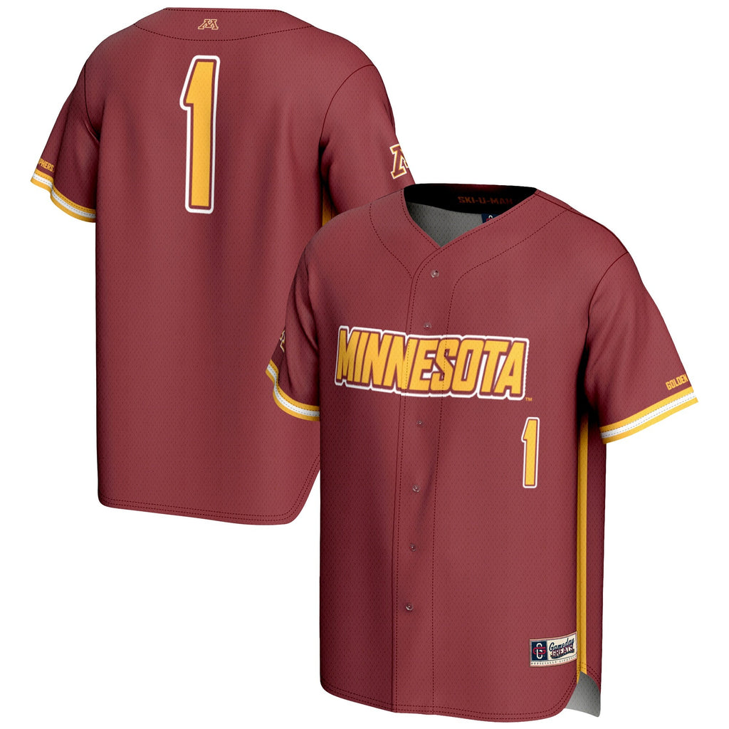 #1 Minnesota Golden Gophers Lightweight Baseball Jersey - Maroon product image 1, provided for visual reference and product