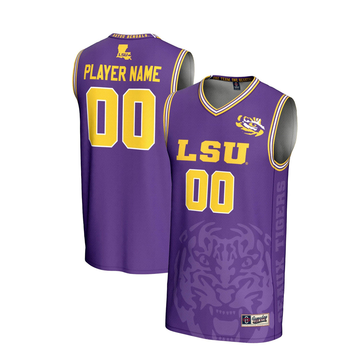LSU Tigers NIL Pick-A-Player Basketball Icon Print Lightweight Jersey - Purple product image 2, provided for visual
