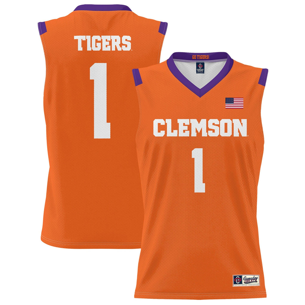 #1 Clemson Tigers Lightweight Basketball Jersey - Orange product image 1, provided for visual reference and product detail