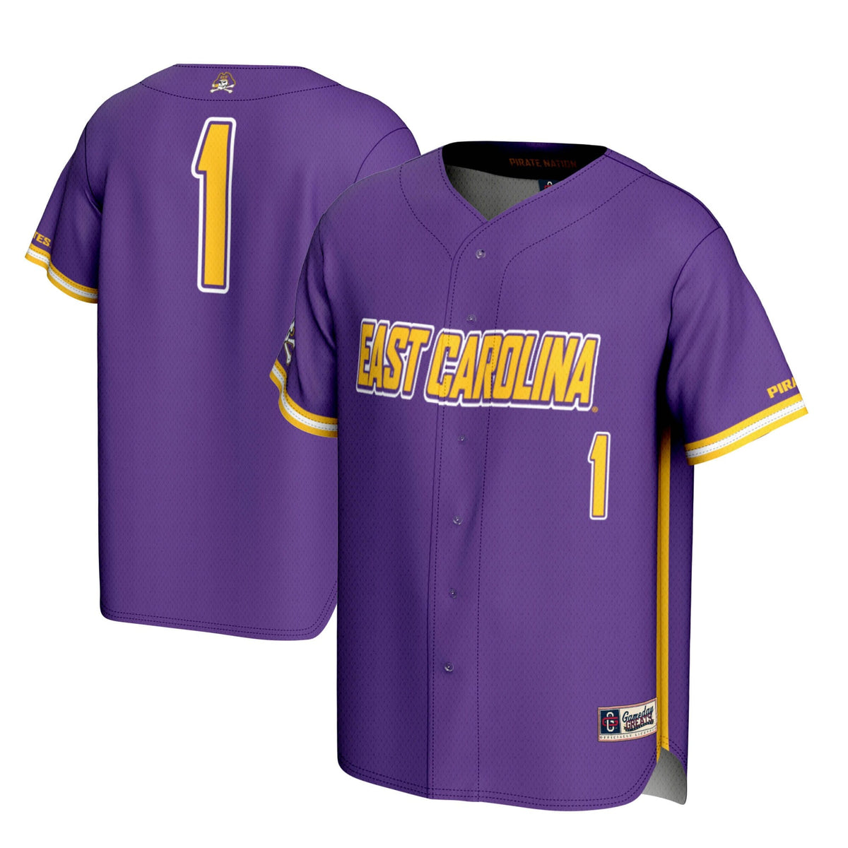 #1 ECU Pirates Lightweight Baseball Jersey - Purple product image 1, provided for visual reference and product detail review