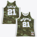 San Antonio Spurs Tim Duncan 1998 Ghost Camo Swingman Jersey - Green product image 1, provided for visual reference and