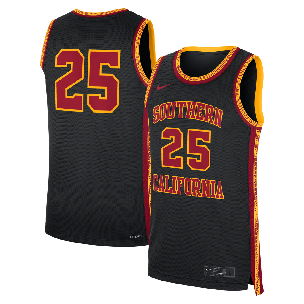 #25 Black USC Trojans Alternate Replica Basketball Jersey product image 1, provided for visual reference and product detail