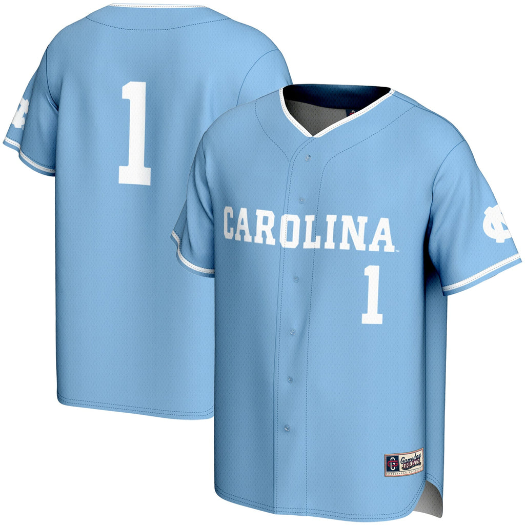 #1 North Carolina Tar Heels Lightweight Baseball Jersey - Carolina Blue product image 2, provided for visual reference and