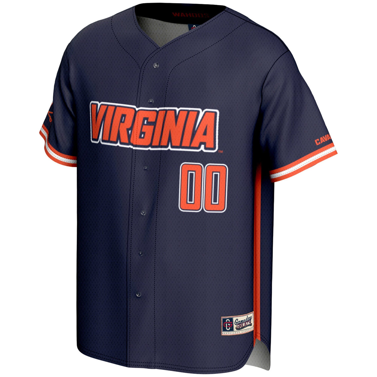 Virginia Cavaliers NIL Pick-A-Player Lightweight Baseball Jersey - Navy product image 3, provided for visual reference and