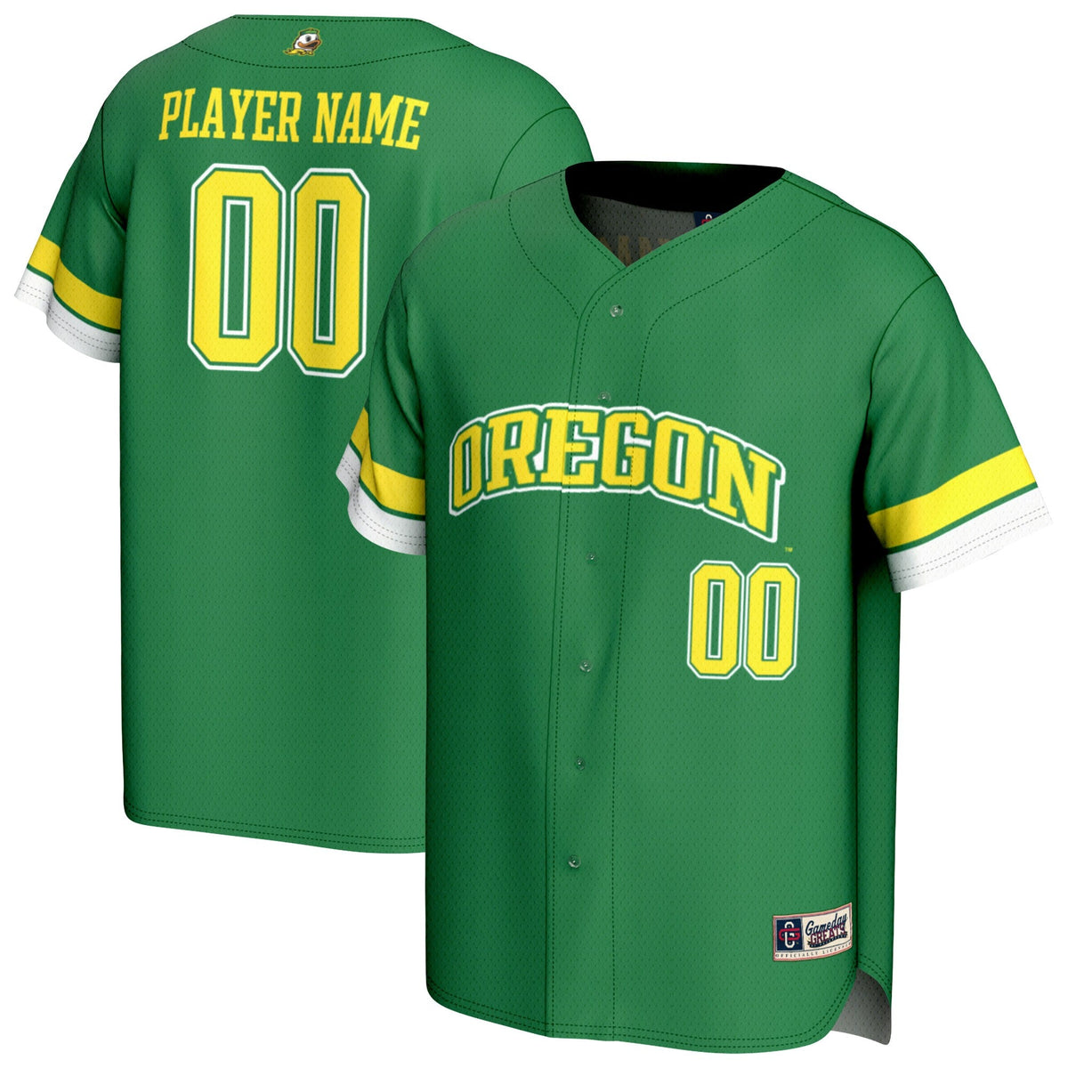 Oregon Ducks NIL Pick-A-Player Lightweight Collegiate Baseball Fashion Jersey - Green product image 1, provided for visual