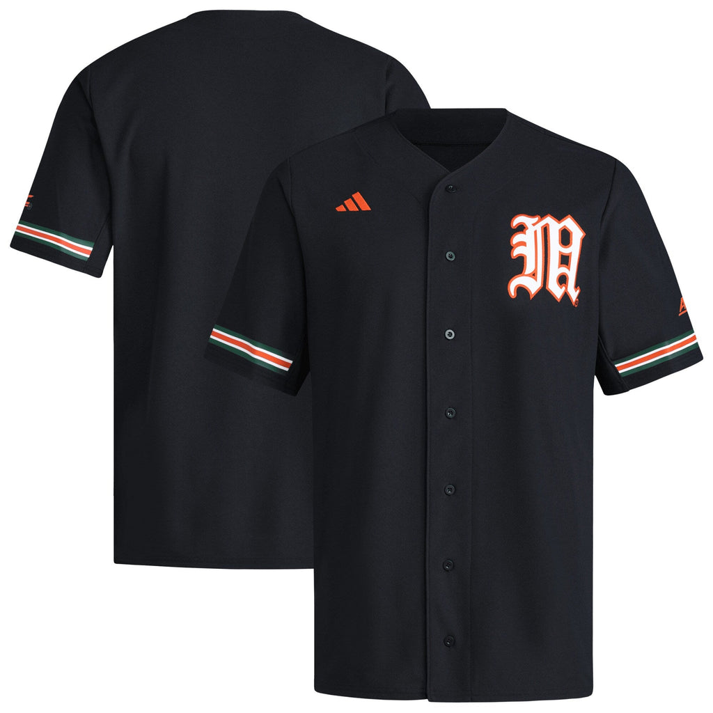 Miami Hurricanes V-Neck Baseball Jersey - Black product image 1, provided for visual reference and product detail review