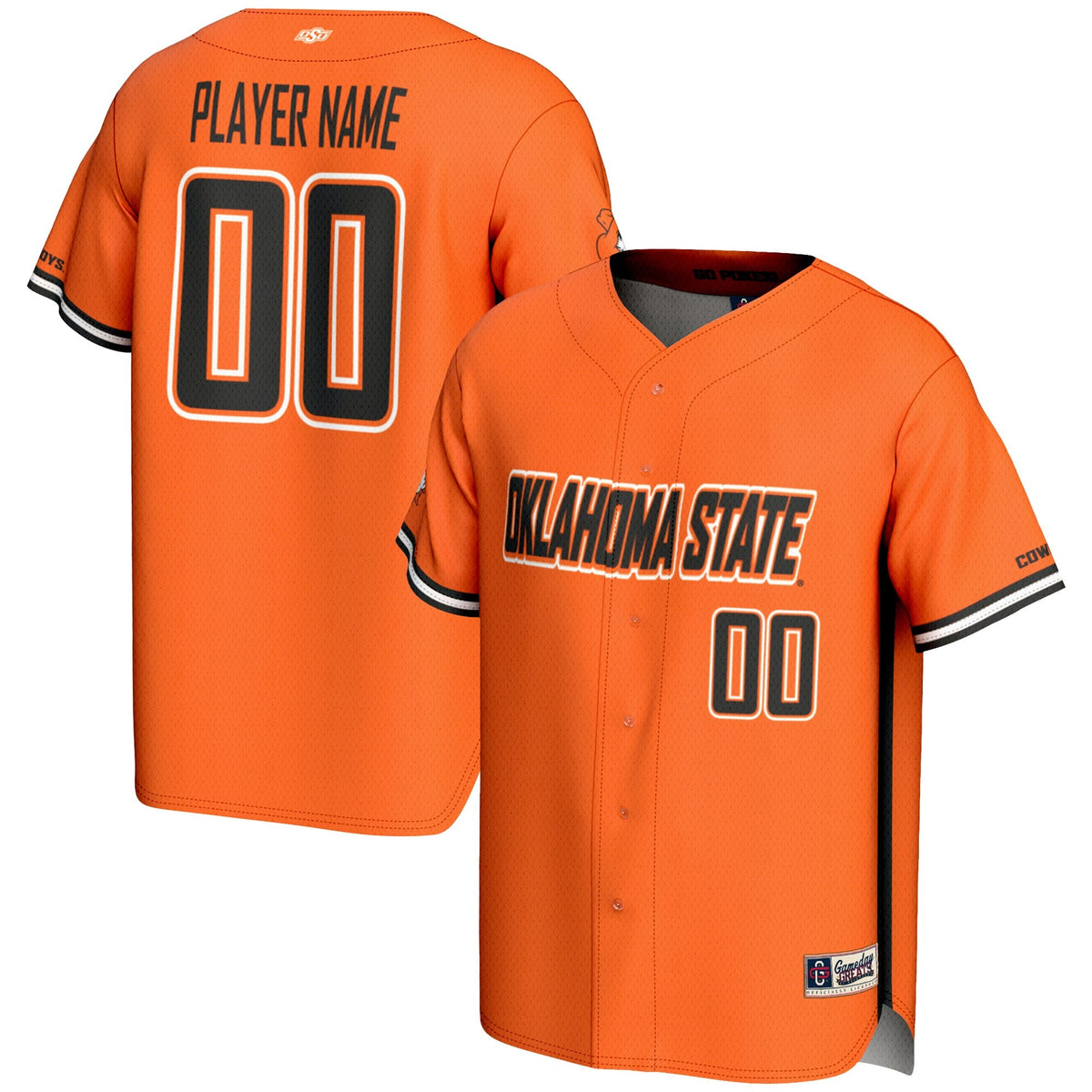 Oklahoma State Cowboys NIL Pick-A-Player Lightweight Baseball Jersey - Orange product image 1, provided for visual reference