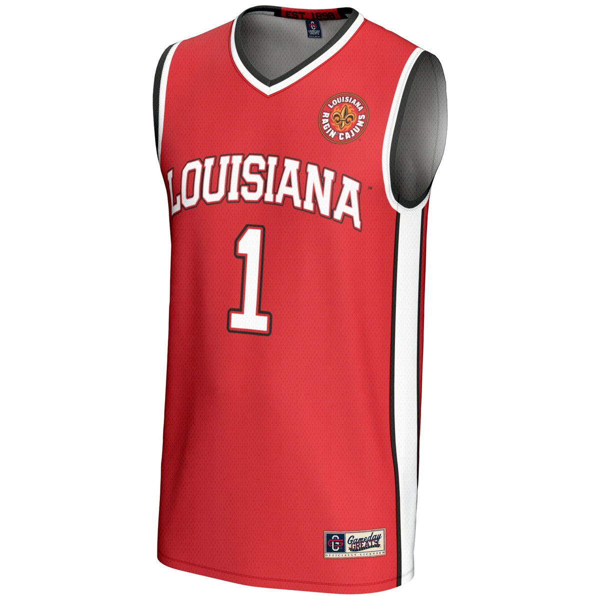 #1 Louisiana Ragin' Cajuns Lightweight Basketball Jersey - Cardinal product image 3, provided for visual reference and