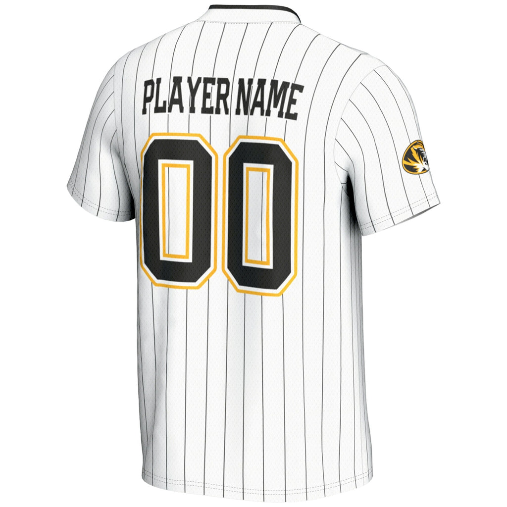 Missouri Tigers NIL Pick-A-Player Lightweight Softball Jersey - White product image 4, provided for visual reference and