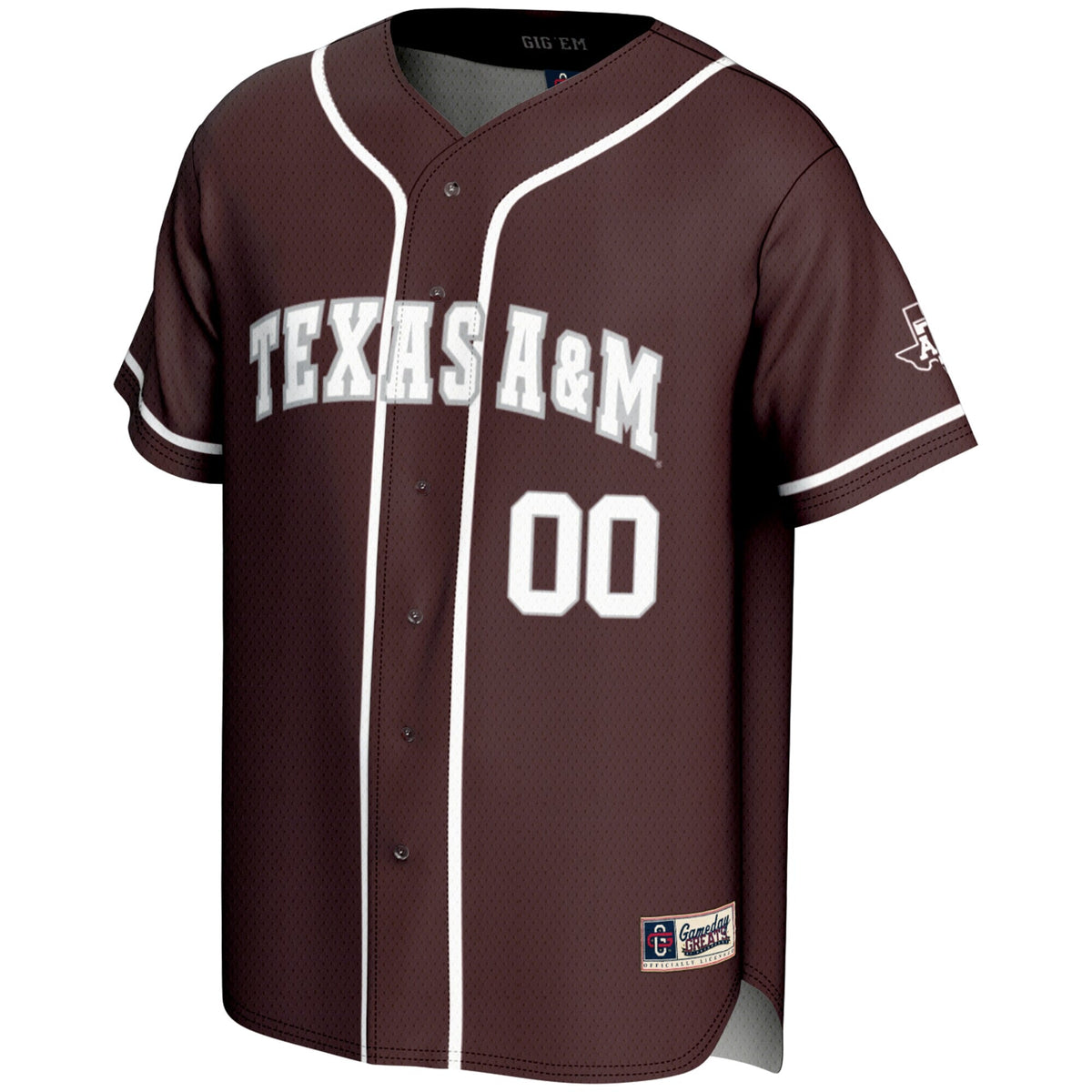 Texas A&M Aggies NIL Pick-A-Player Lightweight Baseball Jersey - Maroon product image 3, provided for visual reference and
