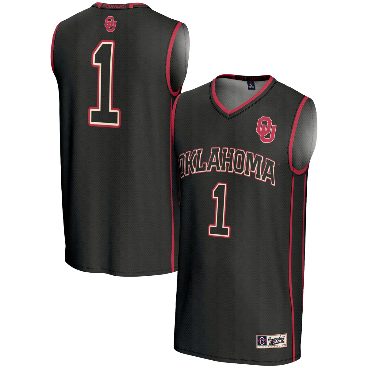 #1 Oklahoma Sooners Lightweight Basketball Jersey - Black product image 2, provided for visual reference and product detail