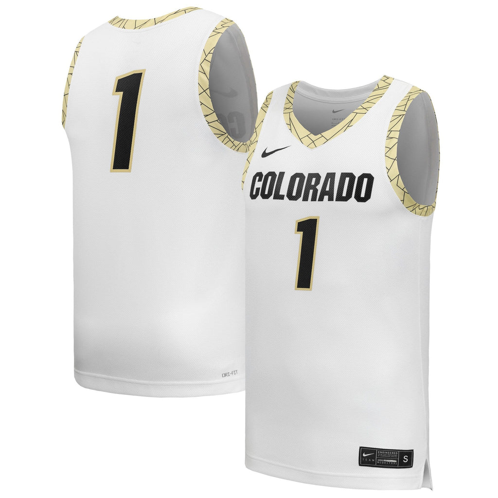 #1 White Colorado Buffaloes Replica Basketball Jersey product image 1, provided for visual reference and product detail