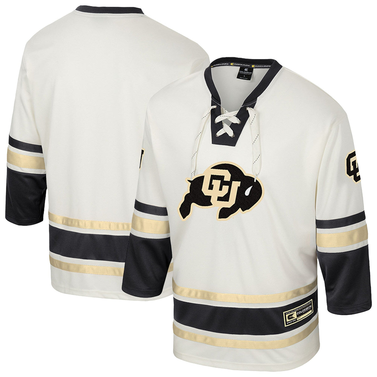 Colorado Buffaloes Puck Proud Fashion Hockey Jersey - Cream product image 2, provided for visual reference and product