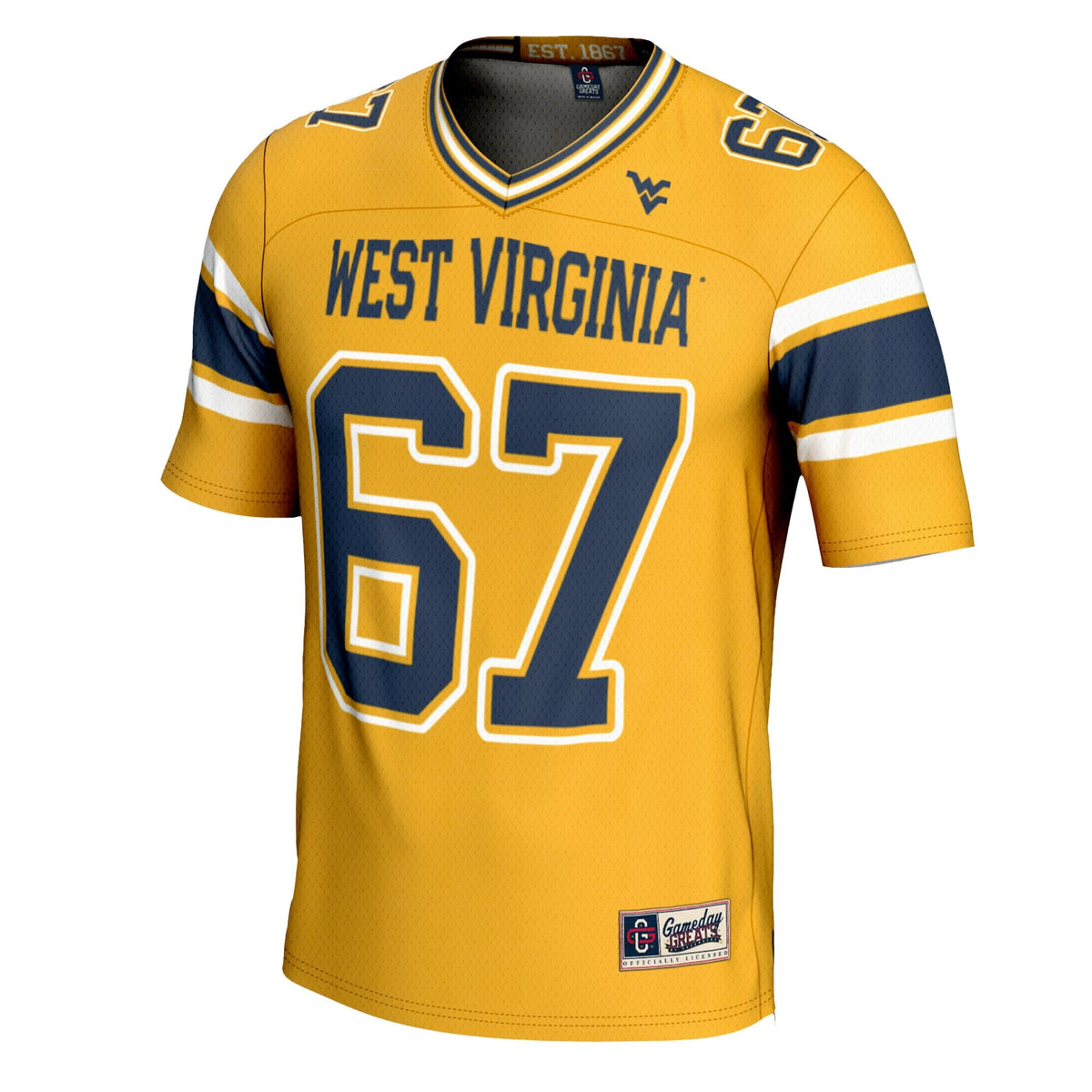 #1 West Virginia Mountaineers Football Jersey - Gold product image 3, provided for visual reference and product detail review
