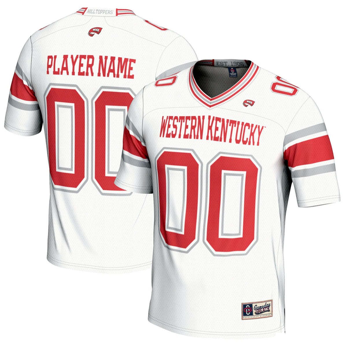 Western Kentucky Hilltoppers NIL Pick-A-Player Football Jersey - White product image 1, provided for visual reference and