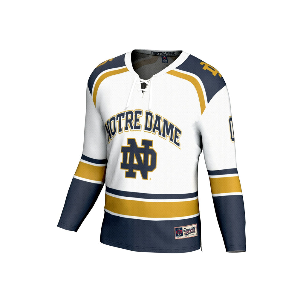 Notre Dame Fighting Irish Lightweight Hockey NIL Pick-a-Player Fashion Jersey - White product image 3, provided for visual