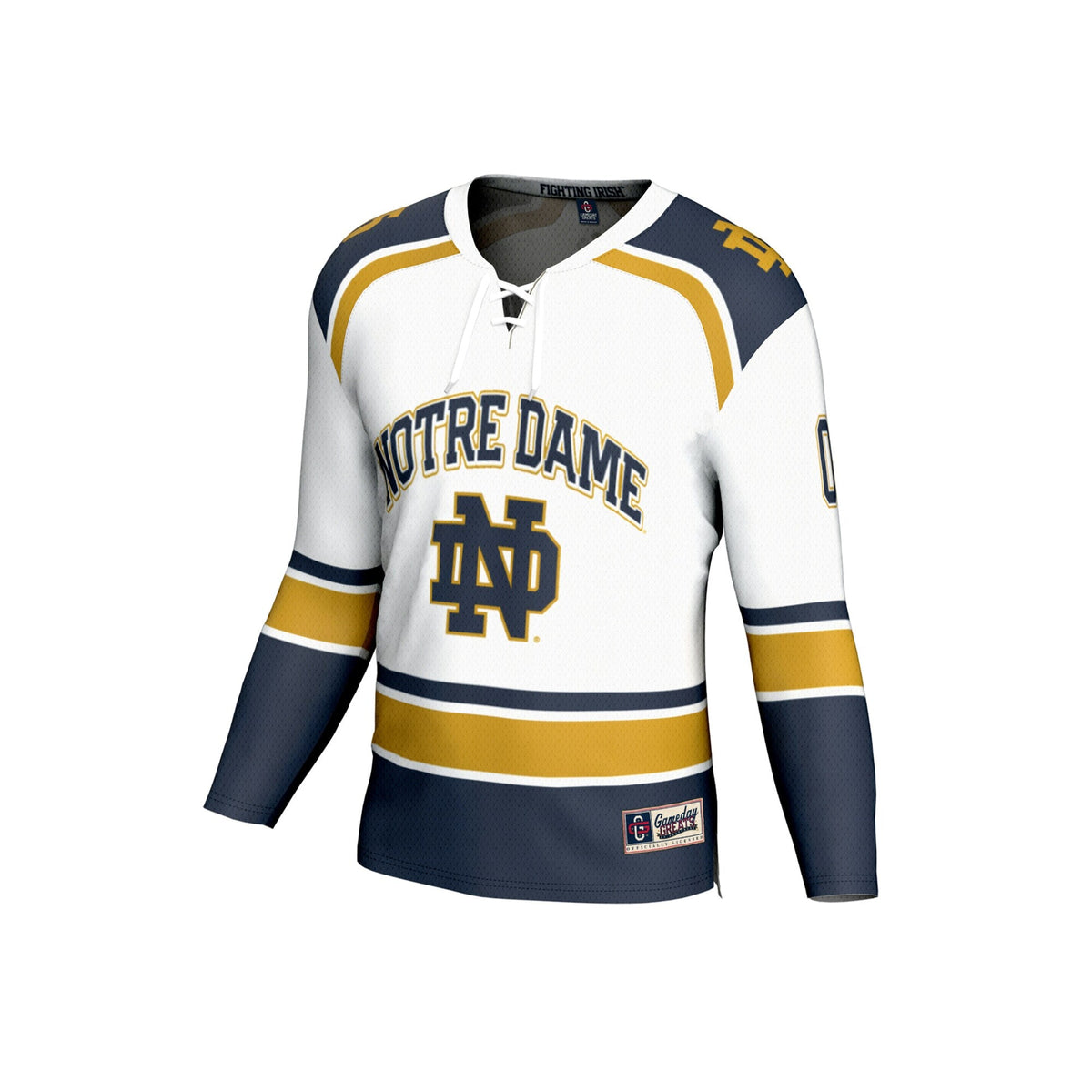 Notre Dame Fighting Irish Lightweight Hockey NIL Pick-a-Player Fashion Jersey - White product image 3, provided for visual