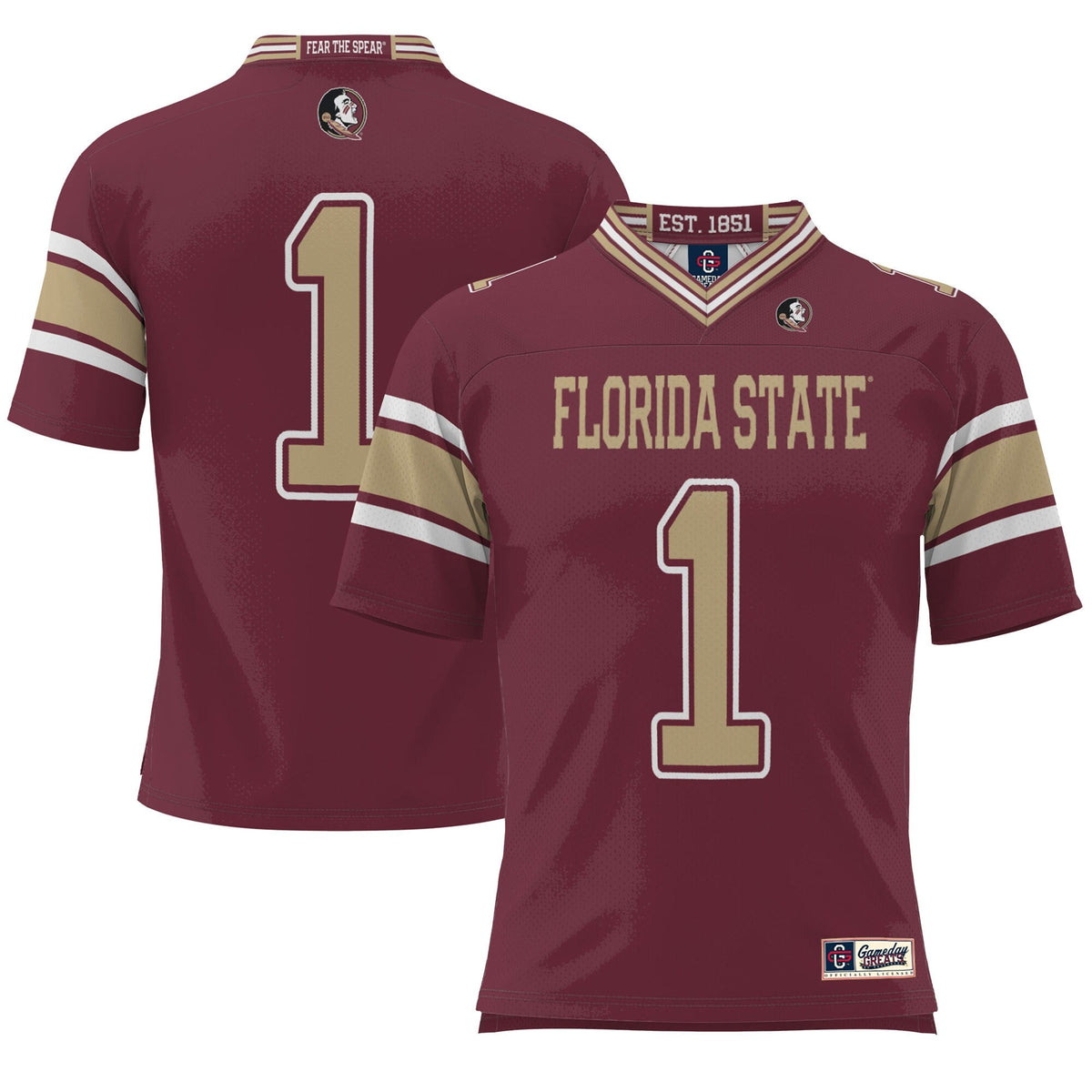 #1 Florida State Seminoles Endzone Football Jersey - Garnet product image 2, provided for visual reference and product
