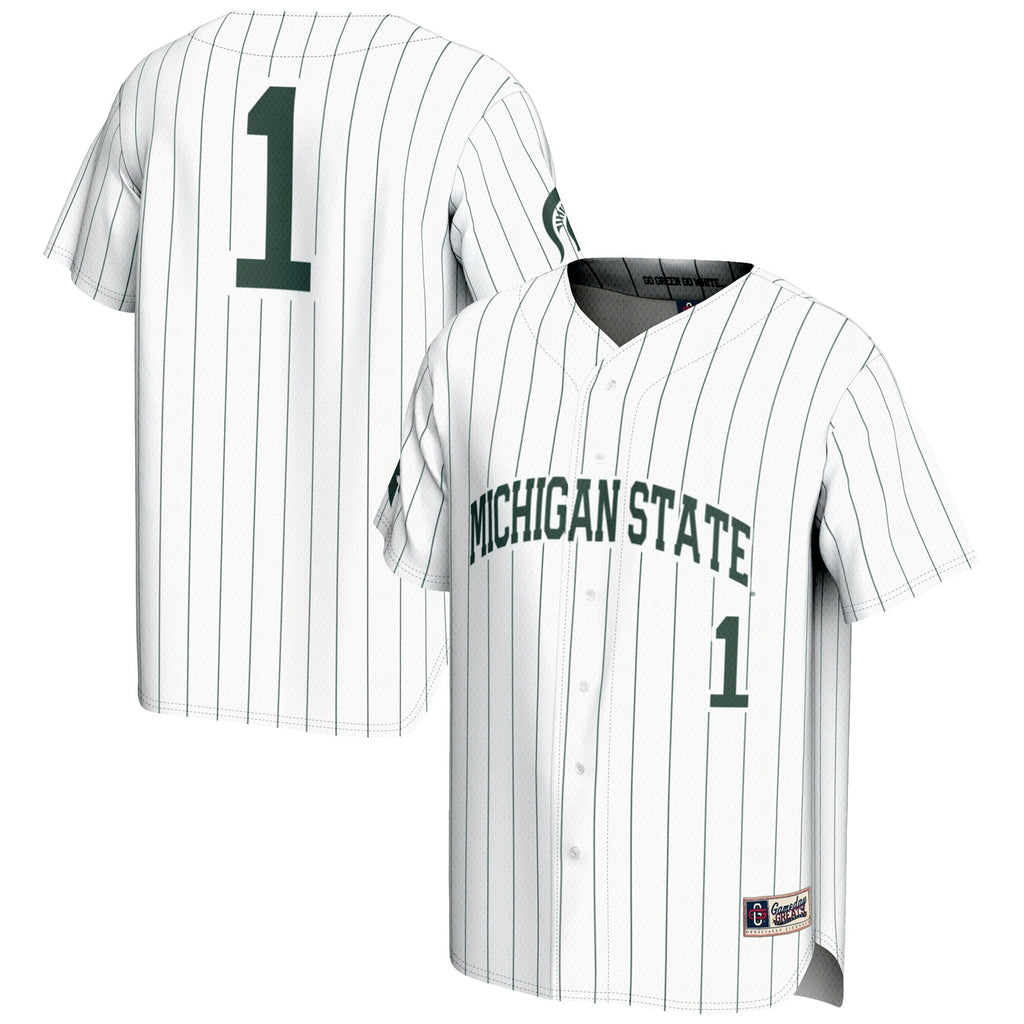 #1 Michigan State Spartans Lightweight Baseball Jersey - White product image 2, provided for visual reference and product