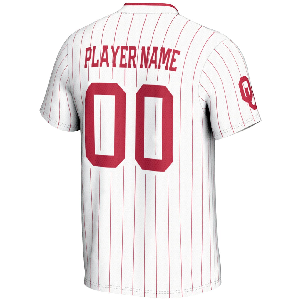 Oklahoma Sooners NIL Pick-A-Player Lightweight Softball Jersey - White product image 4, provided for visual reference and