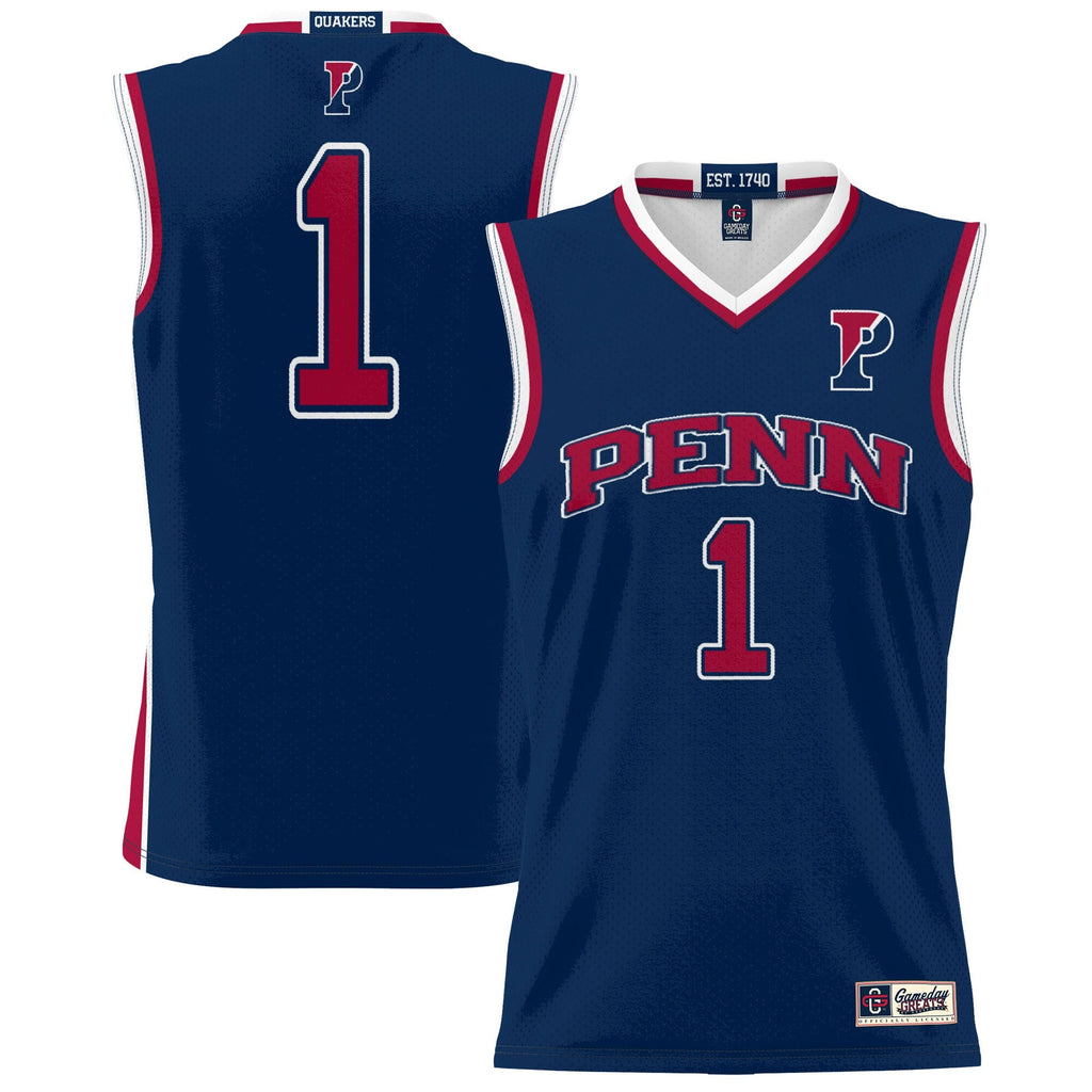 #1 Pennsylvania Quakers Lightweight Basketball Jersey - Navy product image 1, provided for visual reference and product