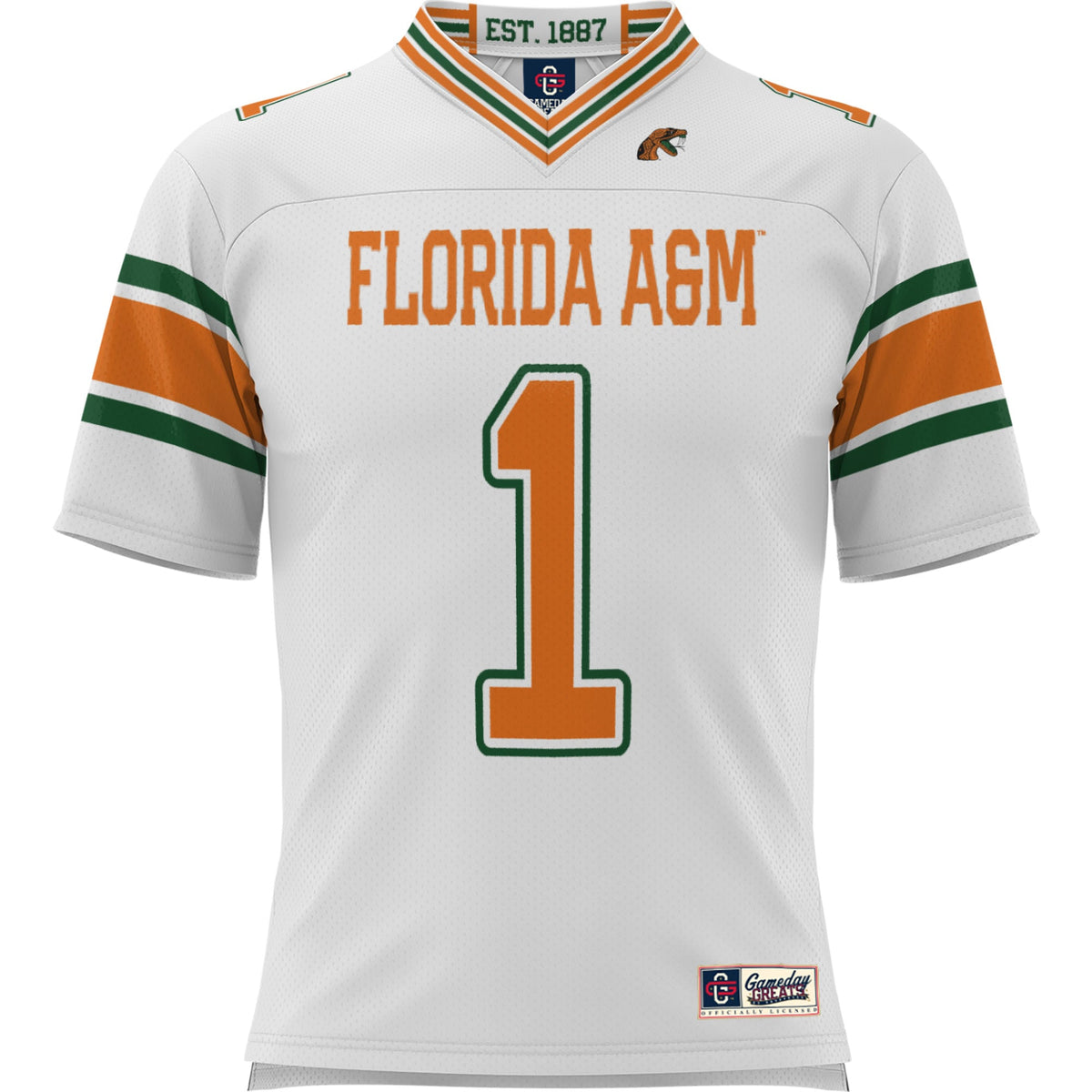 #1 Florida A&M Rattlers Football Jersey - White product image 3, provided for visual reference and product detail review