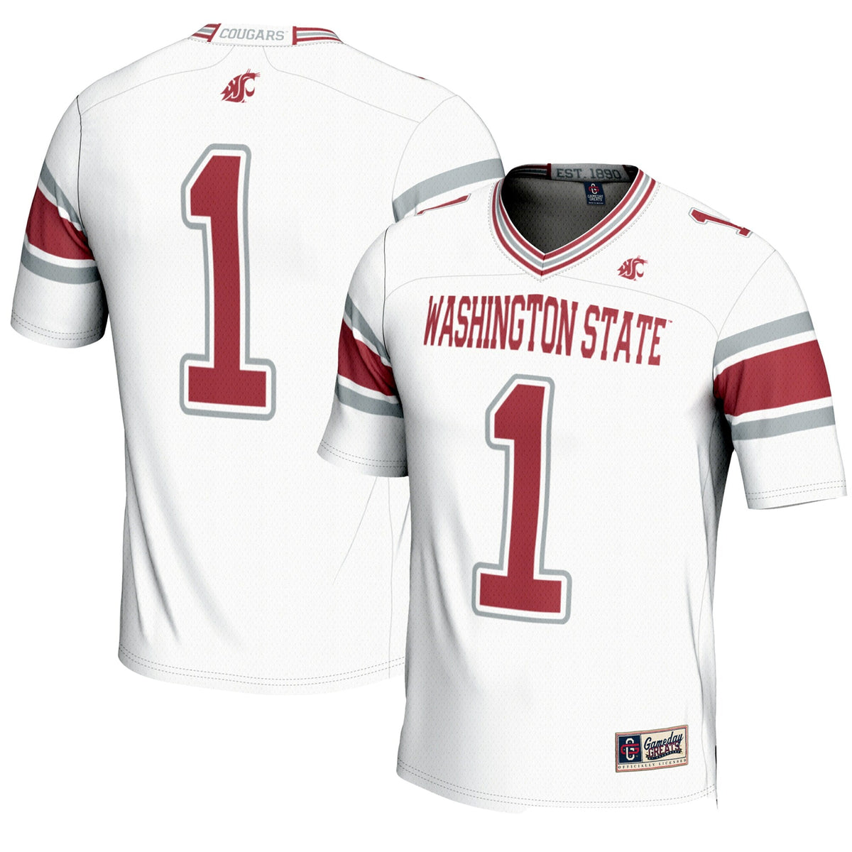 #1 Washington State Cougars Endzone Football Jersey - White product image 1, provided for visual reference and product